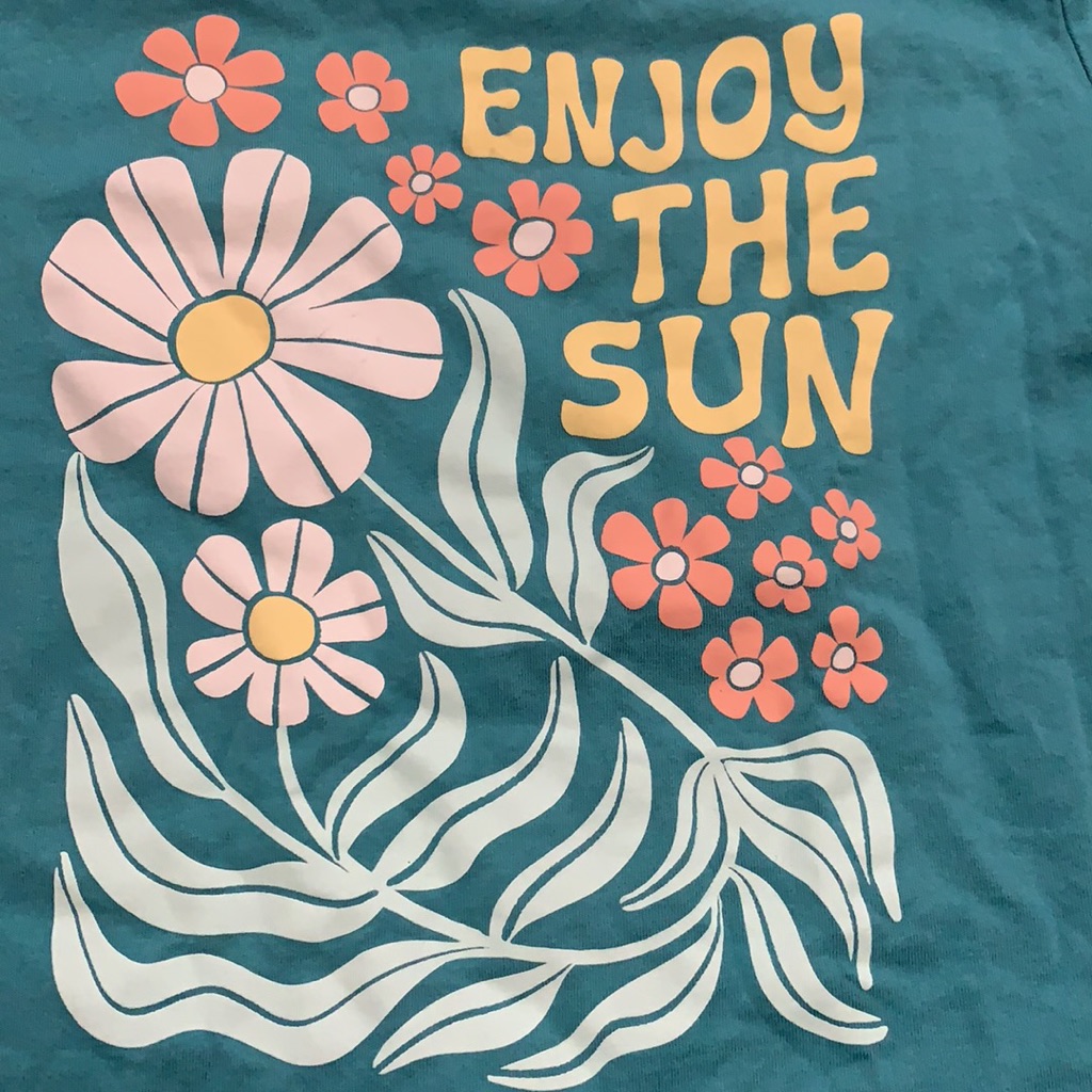 Carters Sz L Aqua Blue Girls Top Enjoy The Sun